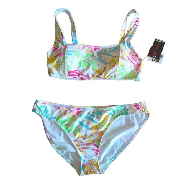 No Boundaries Swim 2piece Floral Bathing Suit Full Coverage Top 113